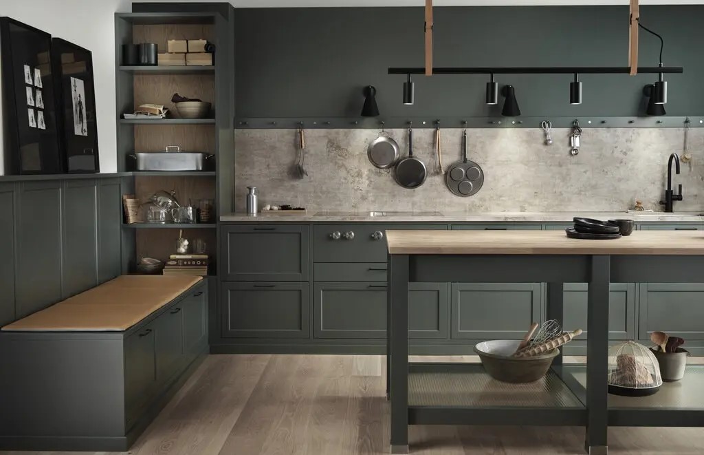 Olive Green kitchen cabinets